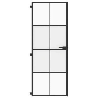 Interior Door Slim Black 76x201.5 cm Tempered Glass and Aluminium