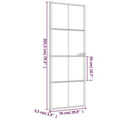 Interior Door Slim Black 76x201.5 cm Tempered Glass and Aluminium