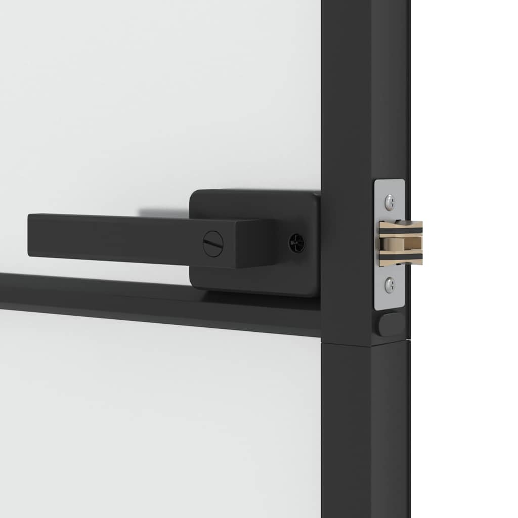 Interior Door Slim Black 76x201.5 cm Tempered Glass and Aluminium