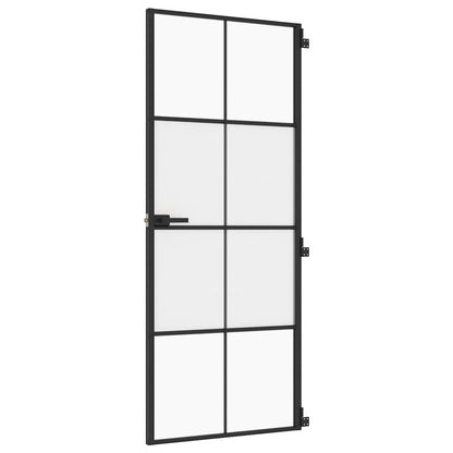 Interior Door Slim Black 83x201.5 cm Tempered Glass and Aluminium