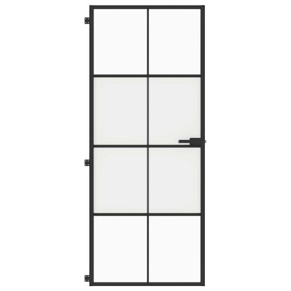 Interior Door Slim Black 83x201.5 cm Tempered Glass and Aluminium
