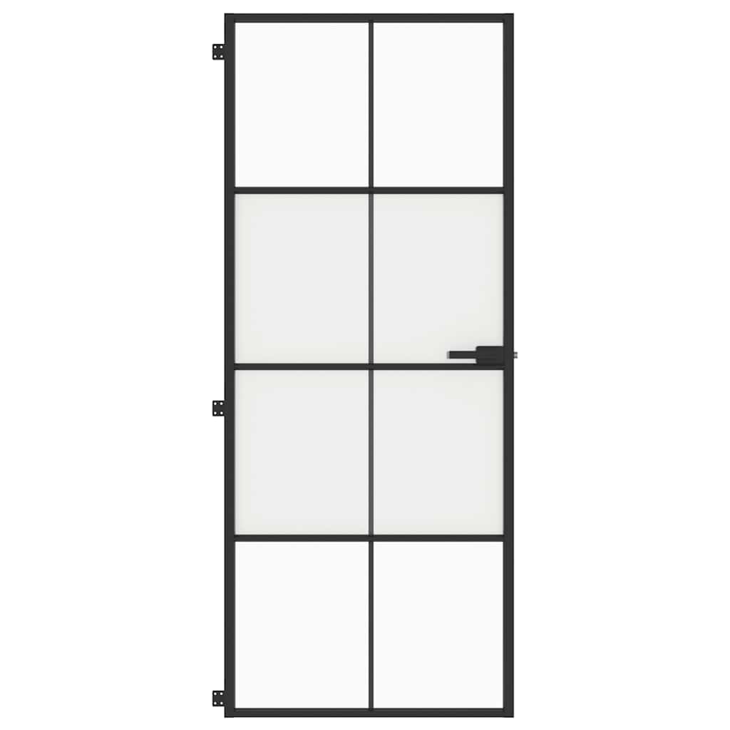 Interior Door Slim Black 83x201.5 cm Tempered Glass and Aluminium