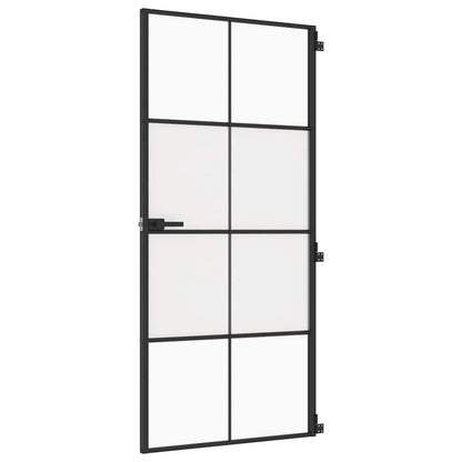 Interior Door Slim Black 93x201.5 cm Tempered Glass and Aluminium