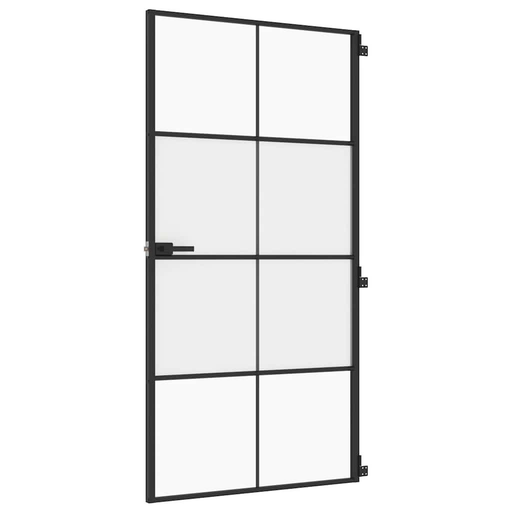 Interior Door Slim Black 102.5x201.5 cm Tempered Glass and Aluminium