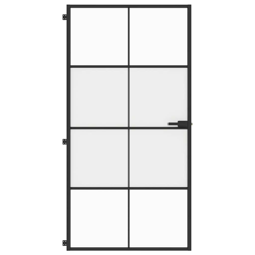 Interior Door Slim Black 102.5x201.5 cm Tempered Glass and Aluminium