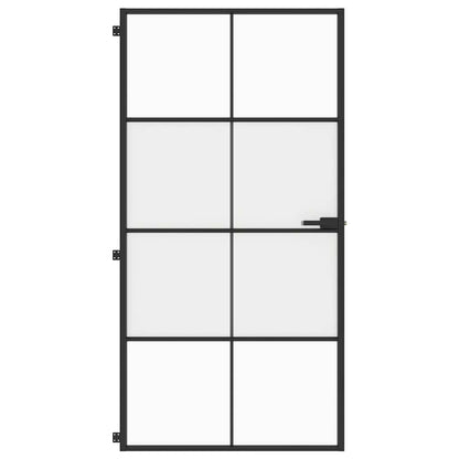 Interior Door Slim Black 102.5x201.5 cm Tempered Glass and Aluminium