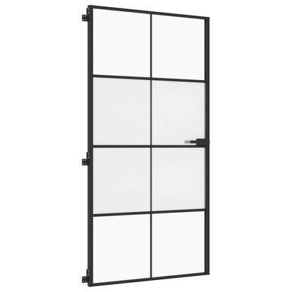 Interior Door Slim Black 102.5x201.5 cm Tempered Glass and Aluminium