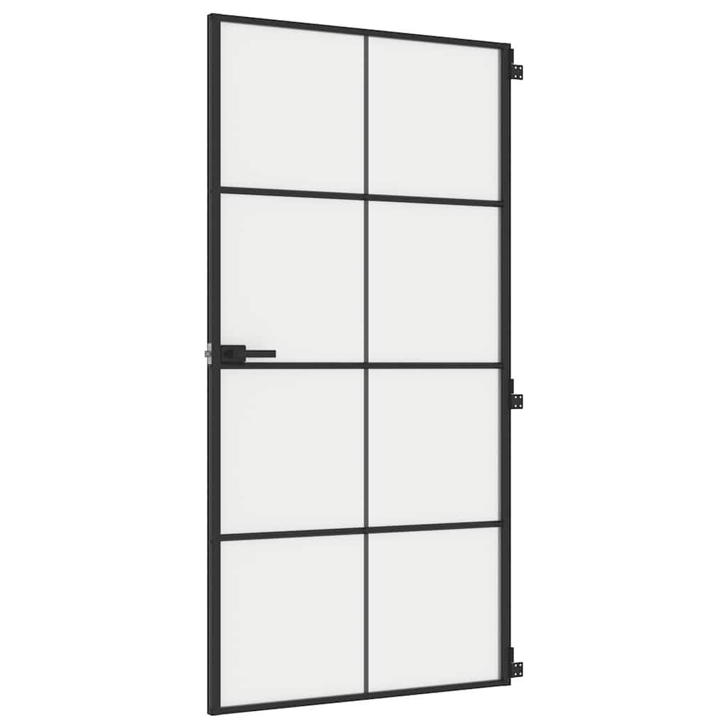 Interior Door Slim Black 102,5x201,5 cm Tempered Glass and Aluminium