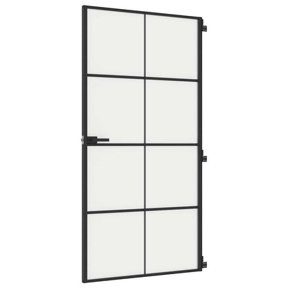 Interior Door Slim Black 102,5x201,5 cm Tempered Glass and Aluminium