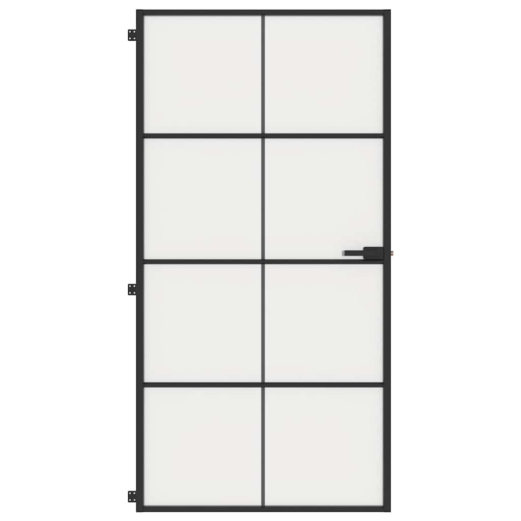 Interior Door Slim Black 102.5x201.5 cm Tempered Glass and Aluminium