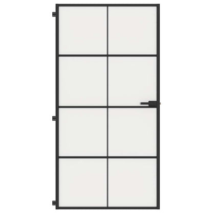 Interior Door Slim Black 102.5x201.5 cm Tempered Glass and Aluminium