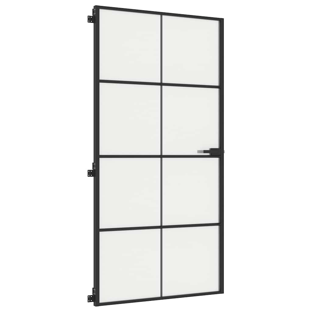 Interior Door Slim Black 102.5x201.5 cm Tempered Glass and Aluminium