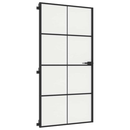 Interior Door Slim Black 102.5x201.5 cm Tempered Glass and Aluminium