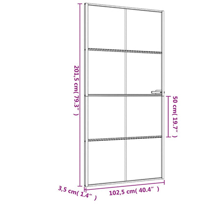Interior Door Slim Black 102.5x201.5 cm Tempered Glass and Aluminium