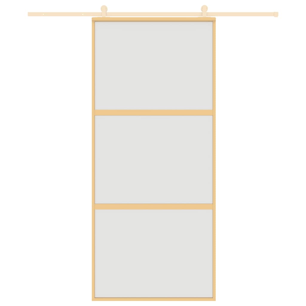 Sliding Door Gold 90x205 cm Frosted ESG Glass and Aluminium