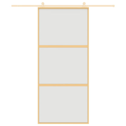 Sliding Door Gold 90x205 cm Frosted ESG Glass and Aluminium