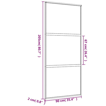 Sliding Door Gold 90x205 cm Frosted ESG Glass and Aluminium