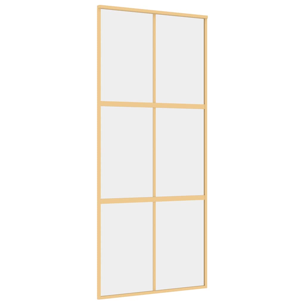 Sliding Door Gold 90x205 cm Clear ESG Glass and Aluminium