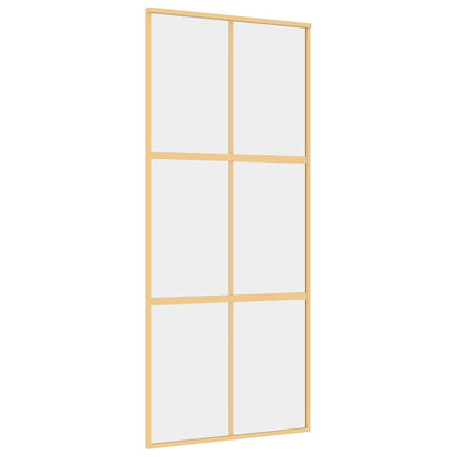 Sliding Door Gold 90x205 cm Clear ESG Glass and Aluminium