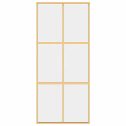Sliding Door Gold 90x205 cm Clear ESG Glass and Aluminium