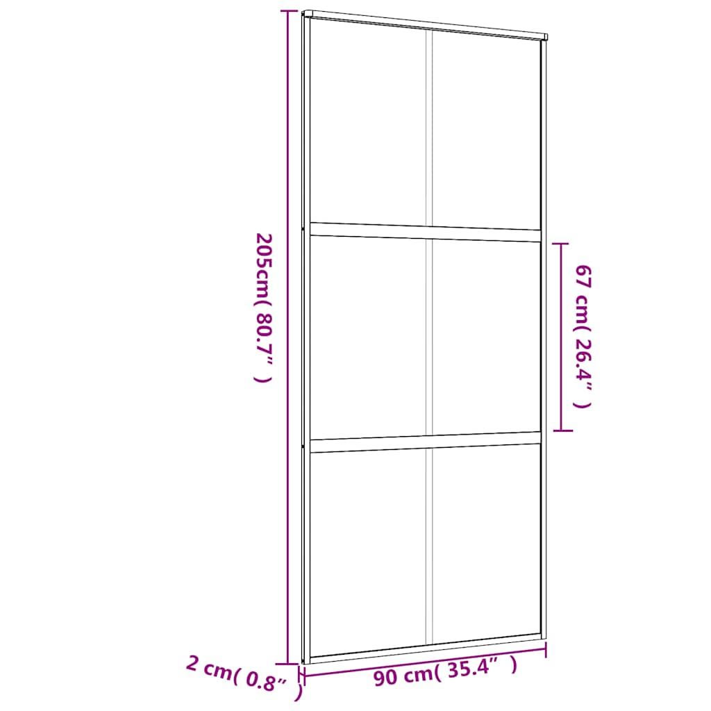 Sliding Door Gold 90x205 cm Clear ESG Glass and Aluminium