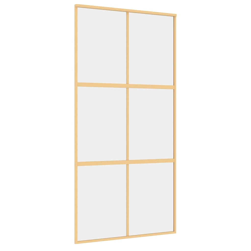 Sliding Door Gold 102.5x205 cm Clear ESG Glass and Aluminium