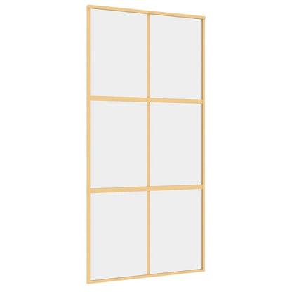 Sliding Door Gold 102.5x205 cm Clear ESG Glass and Aluminium