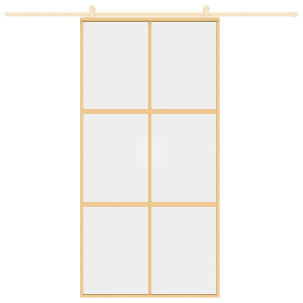 Sliding Door Gold 102.5x205 cm Clear ESG Glass and Aluminium