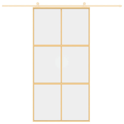 Sliding Door Gold 102.5x205 cm Clear ESG Glass and Aluminium