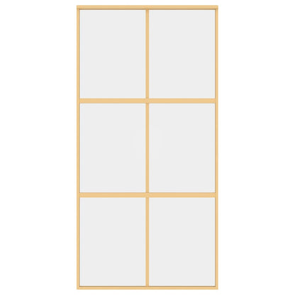 Sliding Door Gold 102.5x205 cm Clear ESG Glass and Aluminium