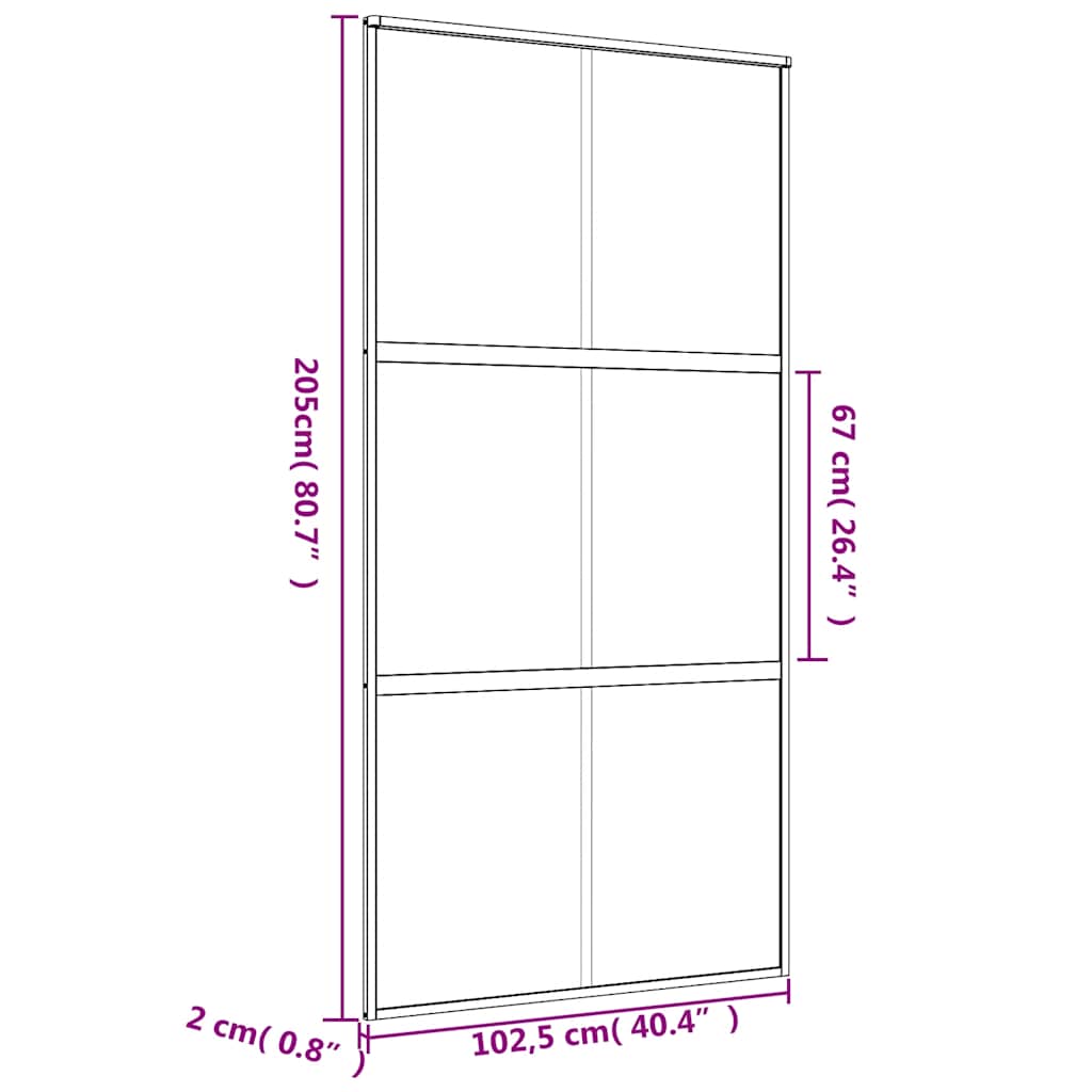 Sliding Door Gold 102.5x205 cm Clear ESG Glass and Aluminium