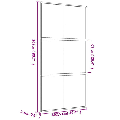 Sliding Door Gold 102.5x205 cm Clear ESG Glass and Aluminium