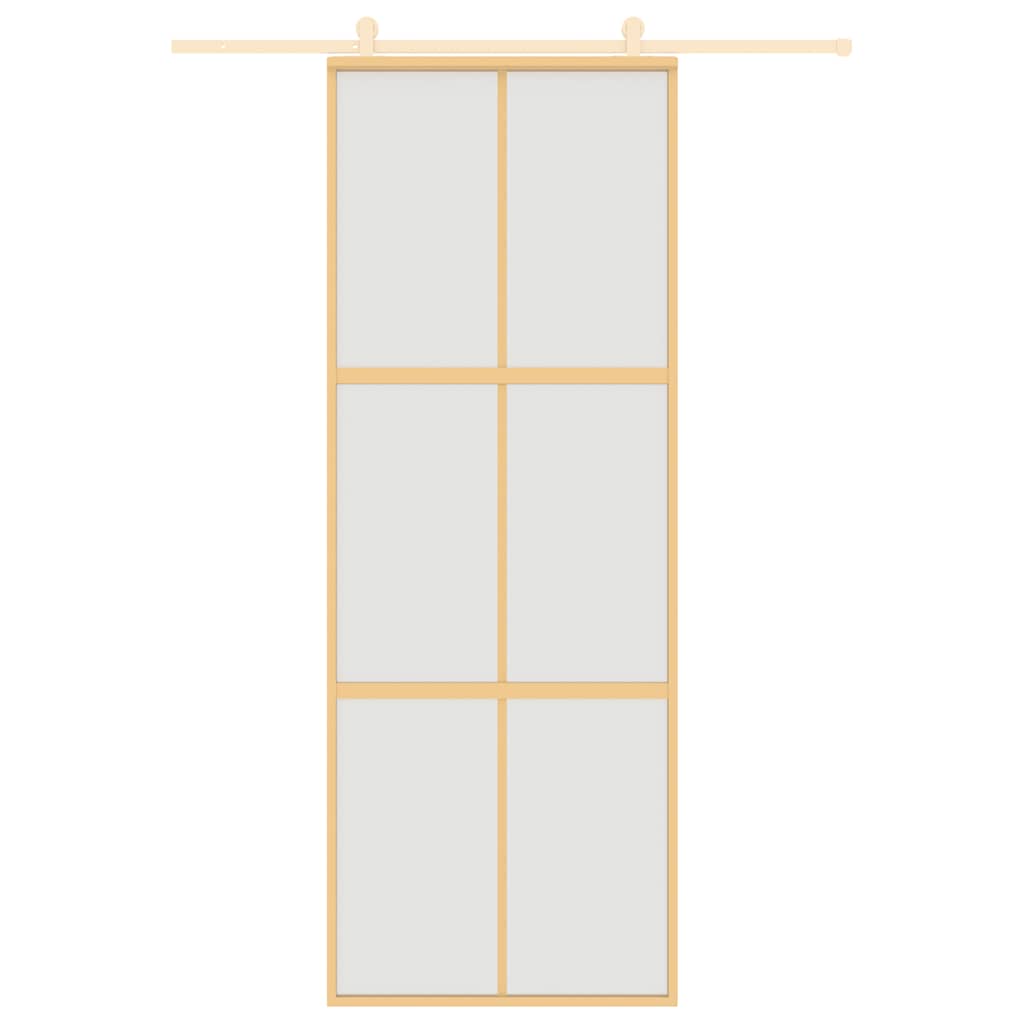 Sliding Door Gold 76x205 cm Frosted ESG Glass and Aluminium