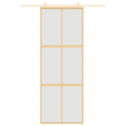 Sliding Door Gold 76x205 cm Frosted ESG Glass and Aluminium