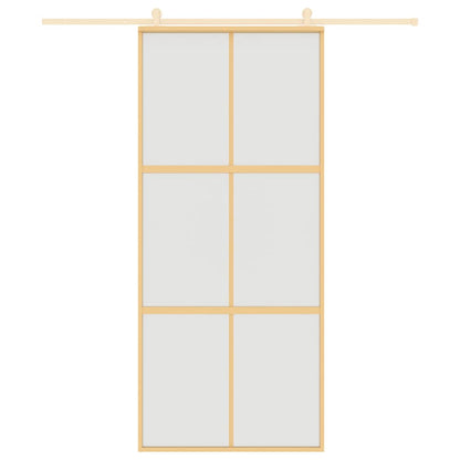 Sliding Door Gold 90x205 cm Frosted ESG Glass and Aluminium