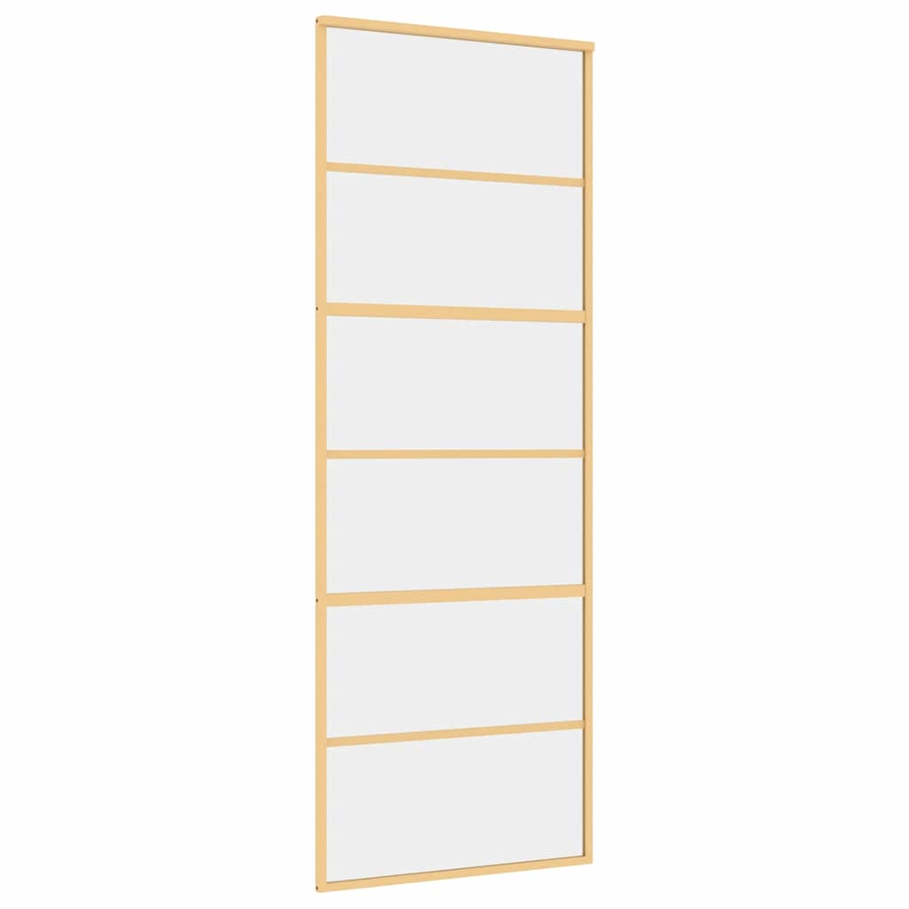 Sliding Door Gold 76x205 cm Clear ESG Glass and Aluminium