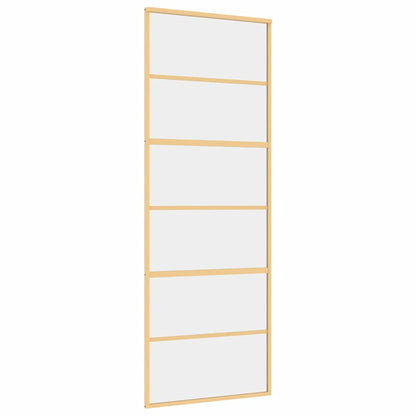 Sliding Door Gold 76x205 cm Clear ESG Glass and Aluminium