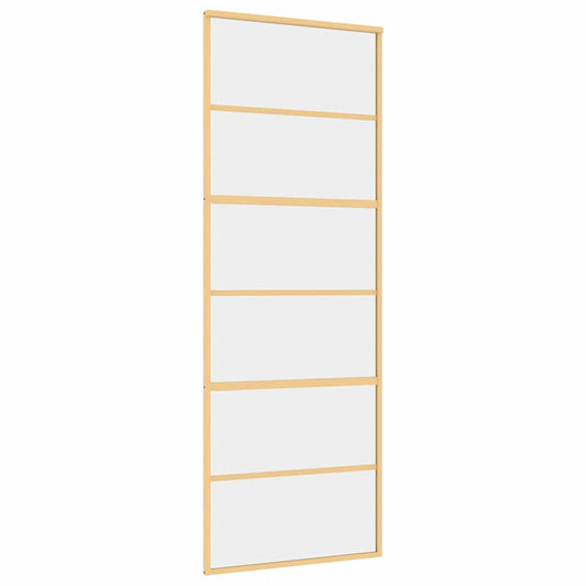 Sliding Door Gold 76x205 cm Clear ESG Glass and Aluminium
