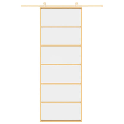 Sliding Door Gold 76x205 cm Clear ESG Glass and Aluminium