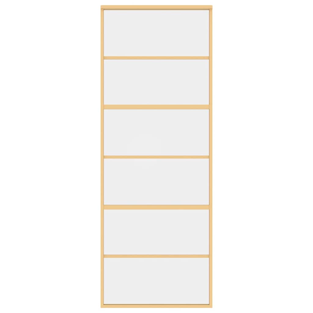 Sliding Door Gold 76x205 cm Clear ESG Glass and Aluminium