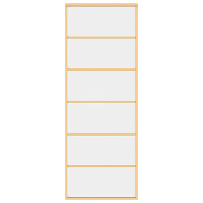 Sliding Door Gold 76x205 cm Clear ESG Glass and Aluminium