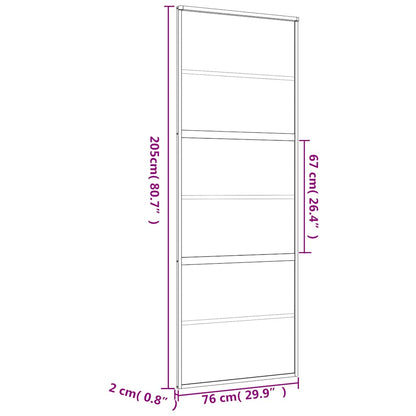 Sliding Door Gold 76x205 cm Clear ESG Glass and Aluminium