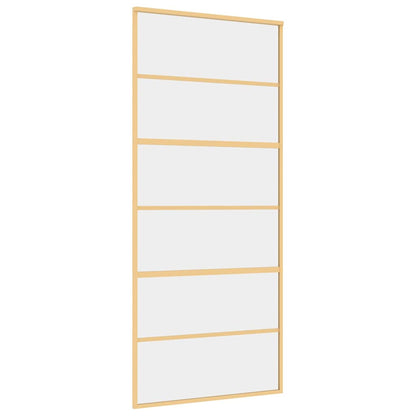 Sliding Door Gold 90x205 cm Clear ESG Glass and Aluminium
