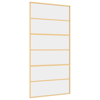 Sliding Door Gold 102,5x205 cm Clear ESG Glass and Aluminium