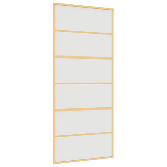Sliding Door Gold 90x205 cm Frosted ESG Glass and Aluminium