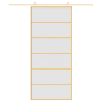 Sliding Door Gold 90x205 cm Frosted ESG Glass and Aluminium