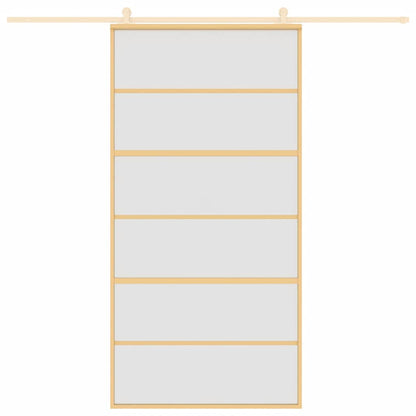 Sliding Door Gold 102.5x205 cm Frosted ESG Glass and Aluminium