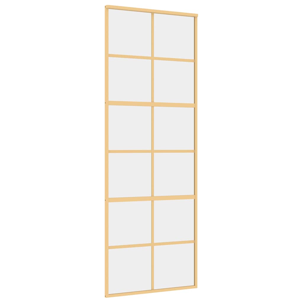 Sliding Door Gold 76x205 cm Clear ESG Glass and Aluminium