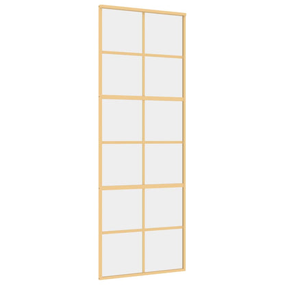 Sliding Door Gold 76x205 cm Clear ESG Glass and Aluminium