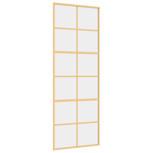 Sliding Door Gold 76x205 cm Clear ESG Glass and Aluminium